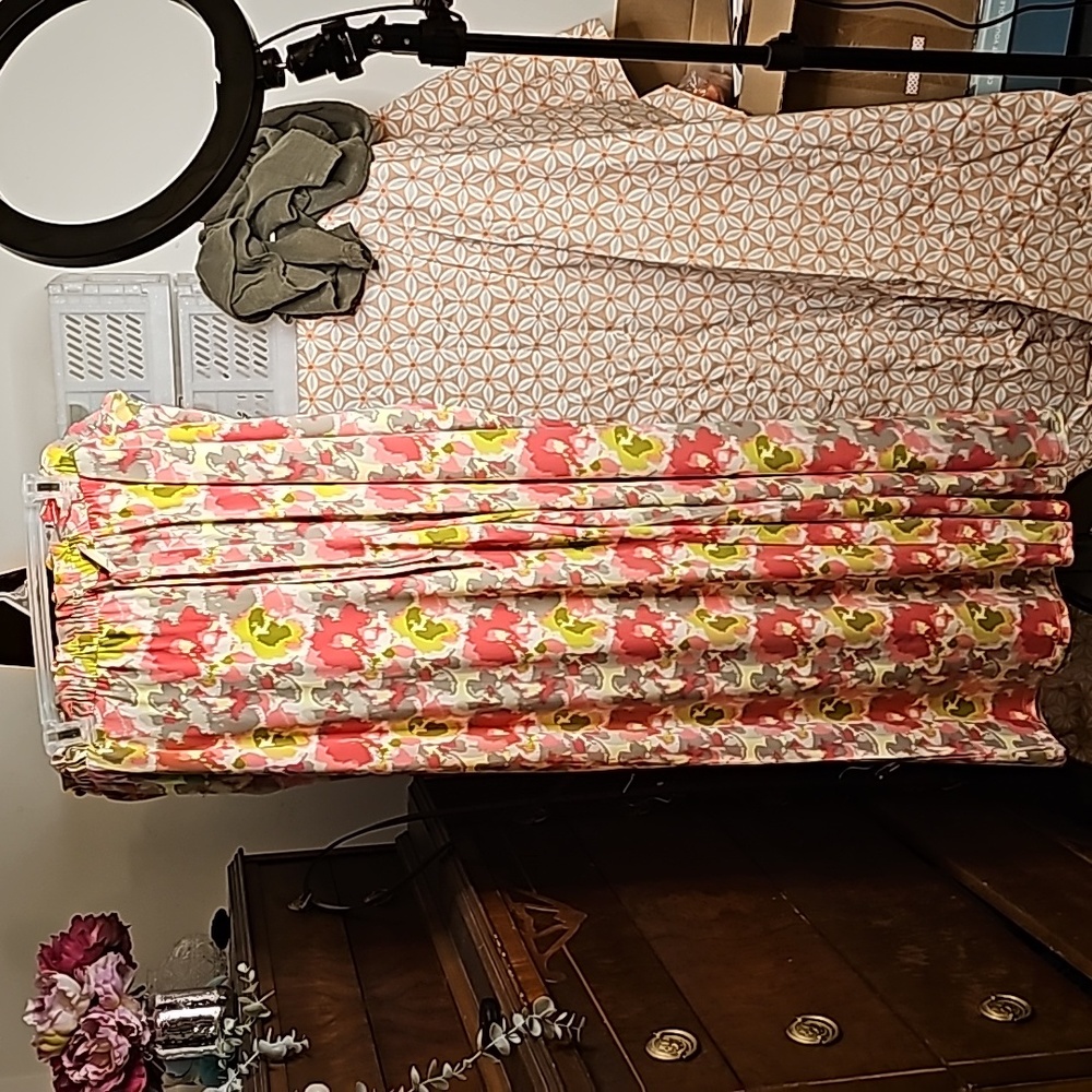 Bright floral wide leg pants